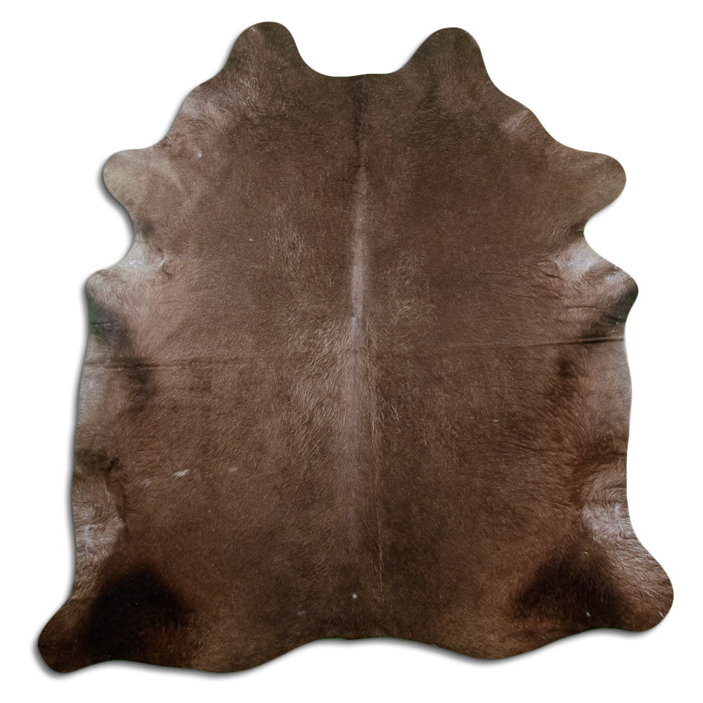 Champagne cowhide rug of about 190 × 180 cm, seen from above: the exact hide you receive