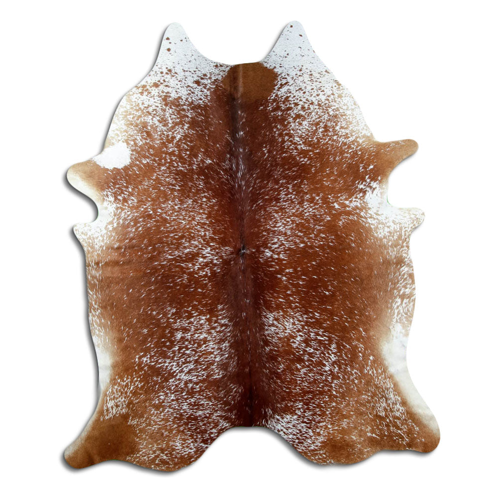 Salt and pepper cowhide rug of about 200 × 160 cm, seen from above: the exact hide you receive