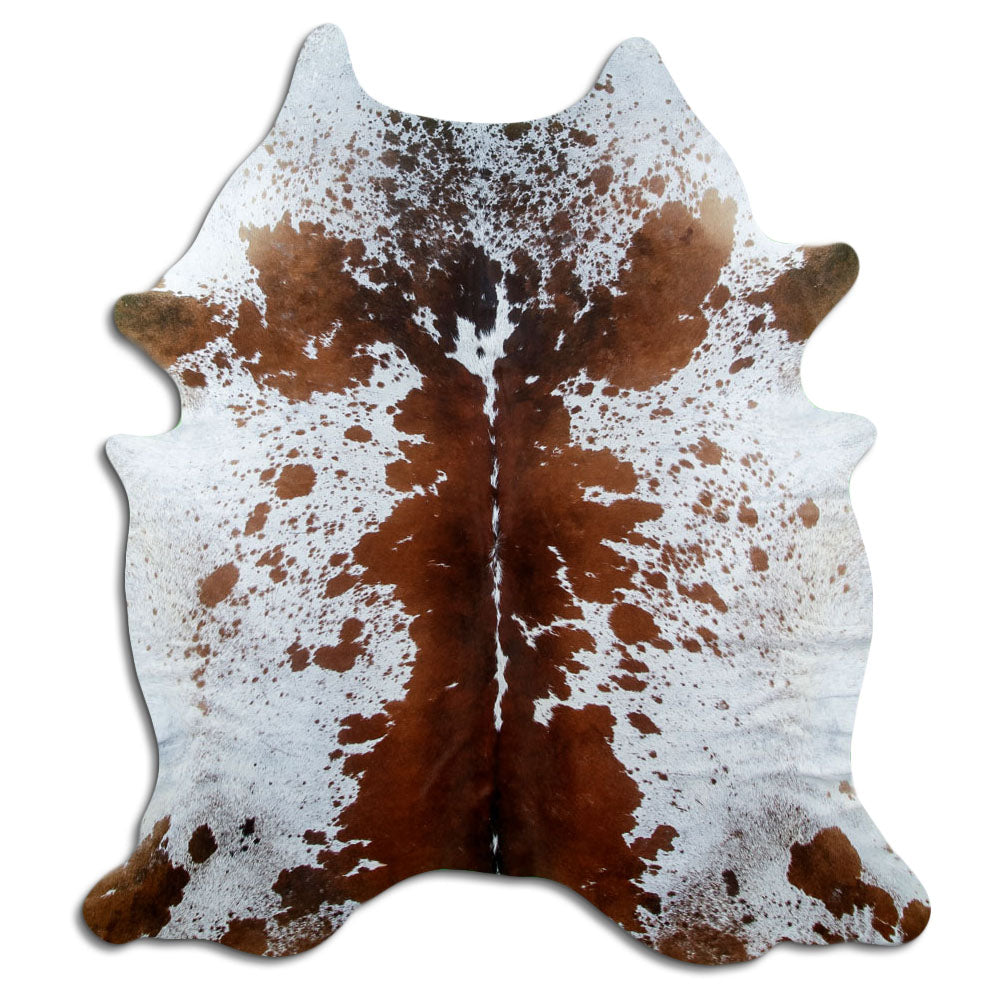 Salt and pepper cowhide rug of about 200 × 180 cm, seen from above: the exact hide you receive