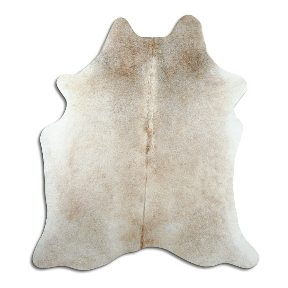 Brown cowhide rug of about 190 × 170 cm, seen from above: the exact hide you receive