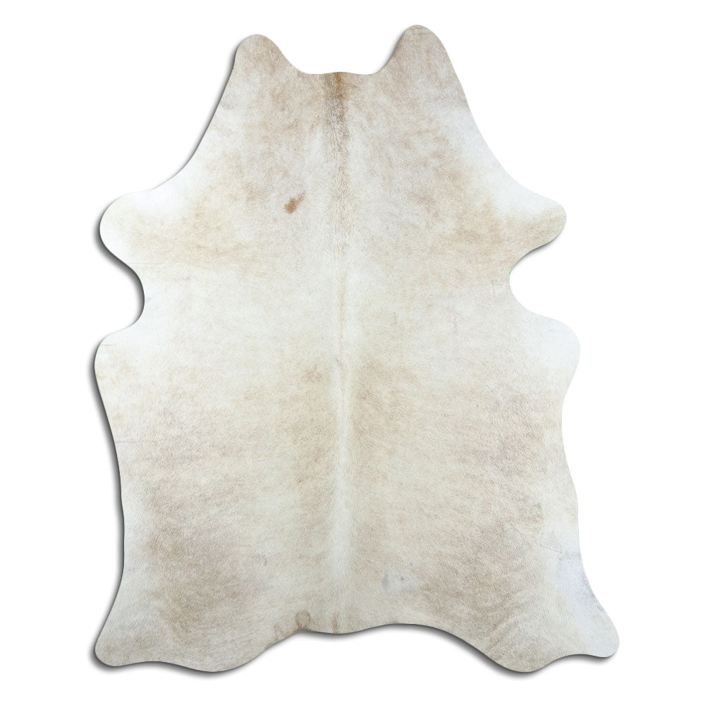 Brown cowhide rug of about 190 × 160 cm, seen from above: the exact hide you receive