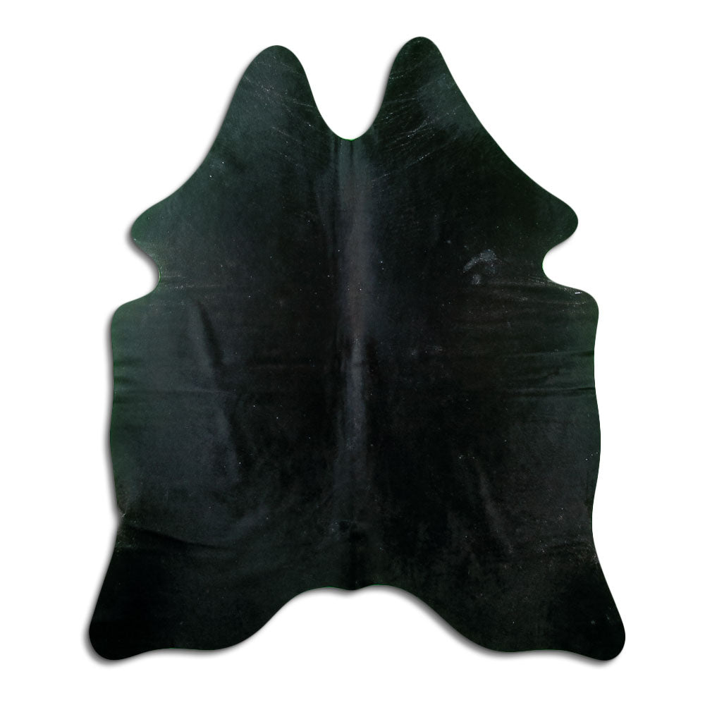 Brown cowhide rug of about 190 × 160 cm, seen from above: the exact hide you receive