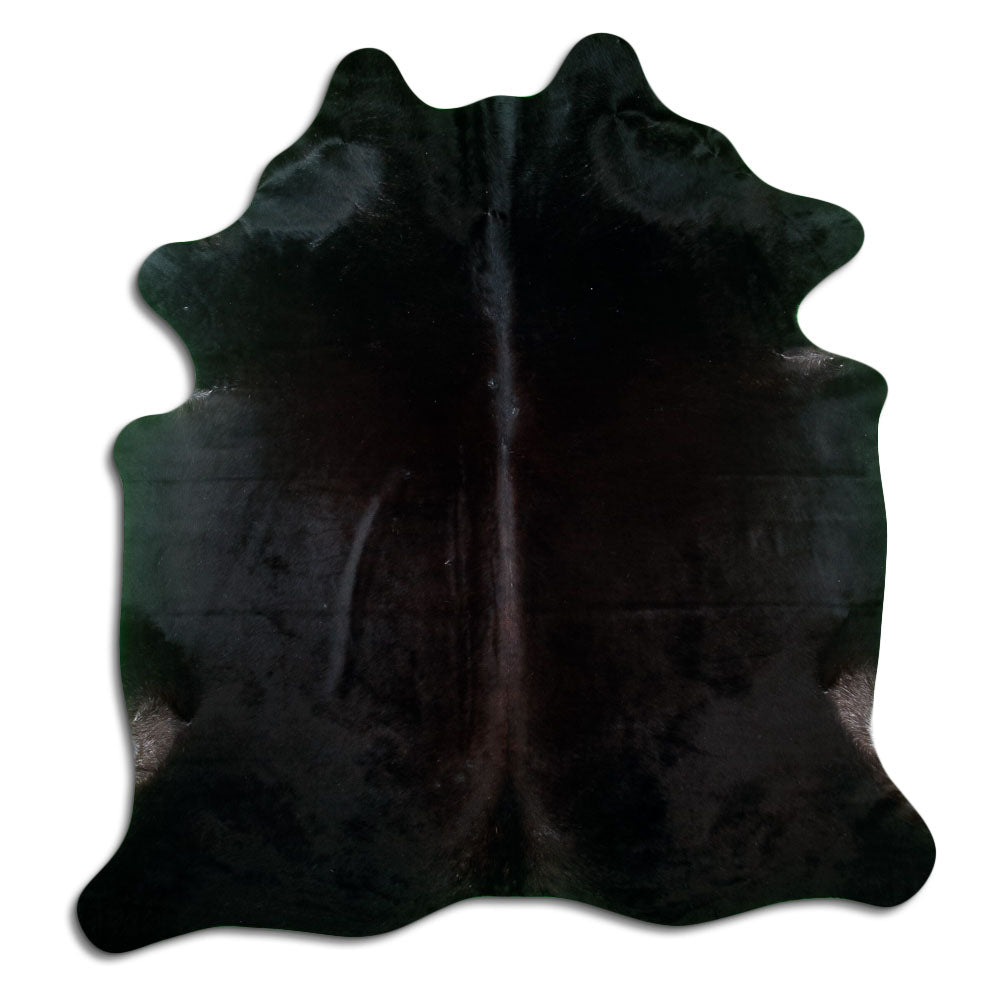 Brown cowhide rug of about 210 × 200 cm, seen from above: the exact hide you receive