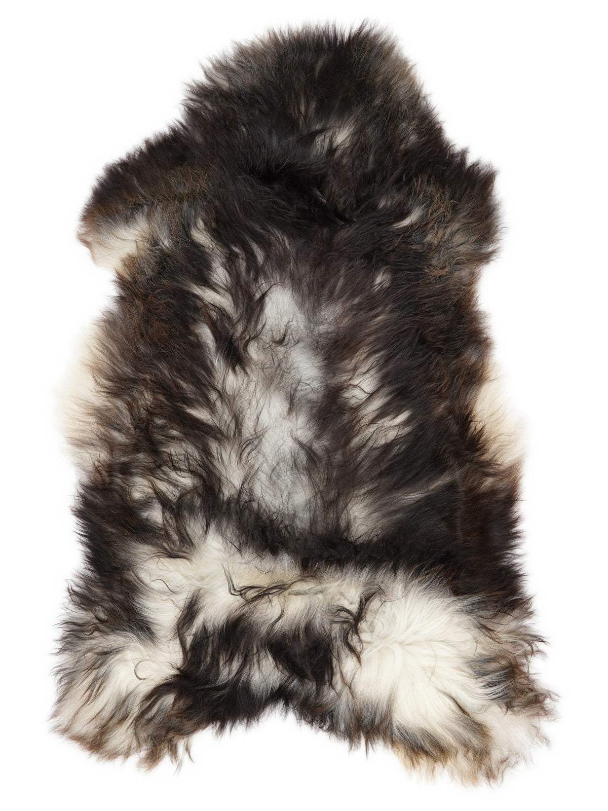 Grey Icelandic sheepskin rug of about 130 × 70 cm, seen from above: the exact sheepskin you receive