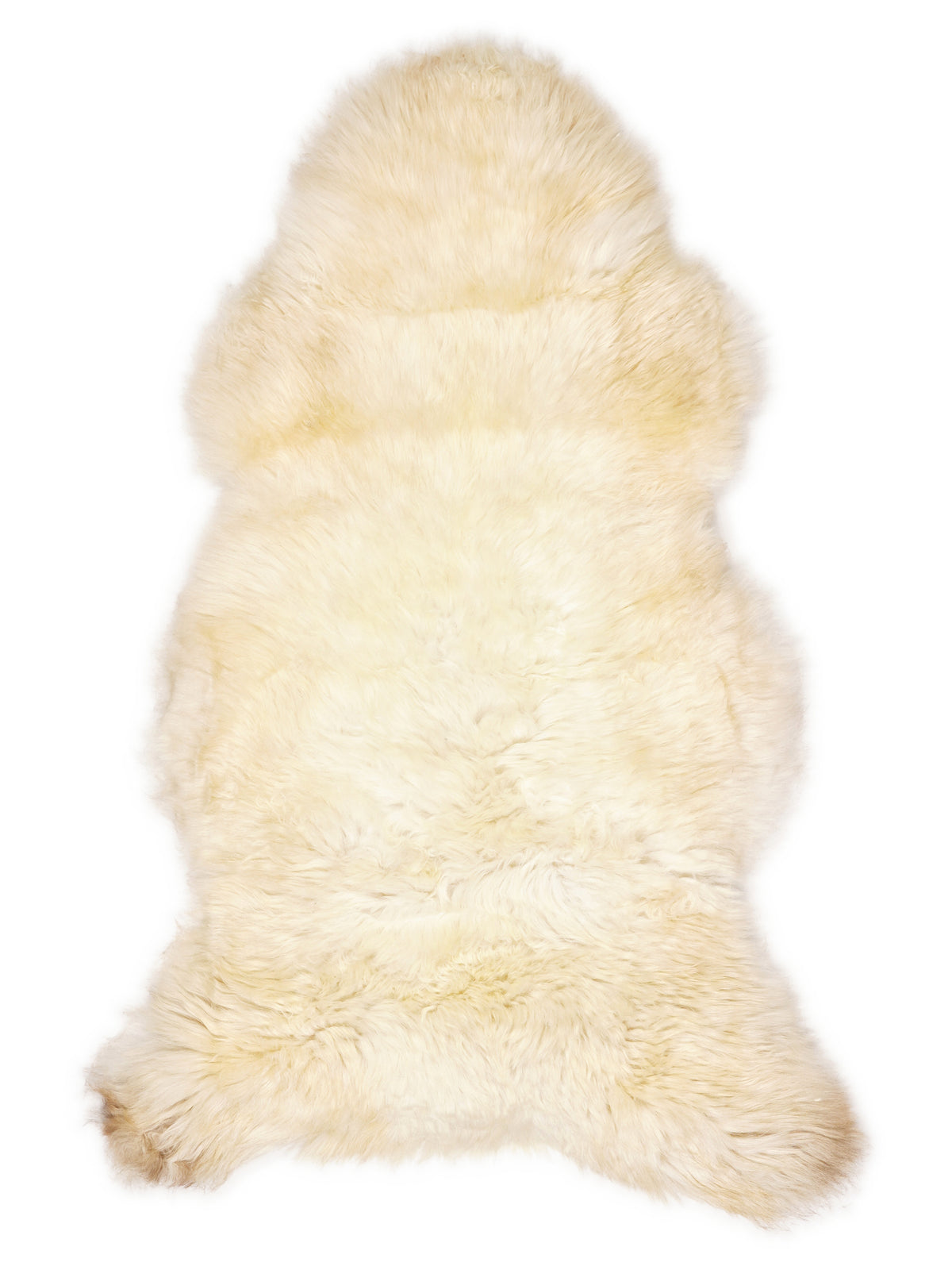 British multicolour sheepskin rug of about 130 × 65 cm, seen from above: the exact sheepskin you receive