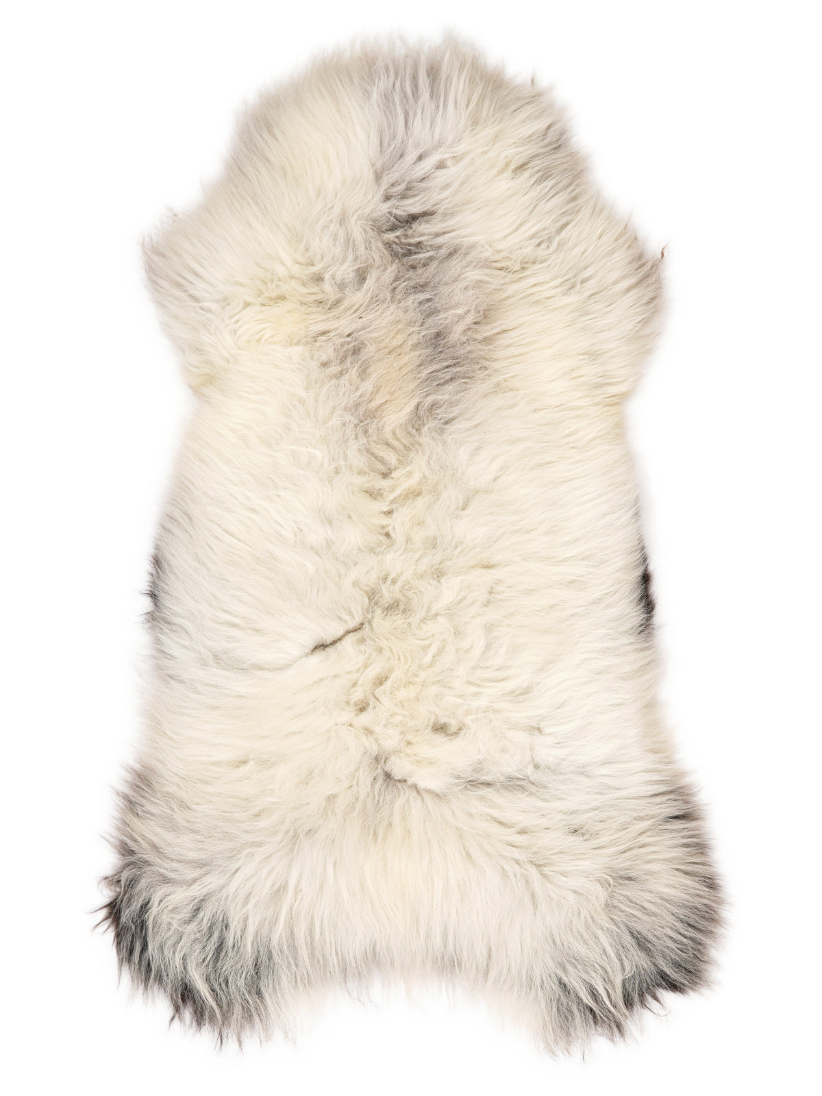 British multicolour sheepskin rug of about 120 × 60 cm, seen from above: the exact sheepskin you receive