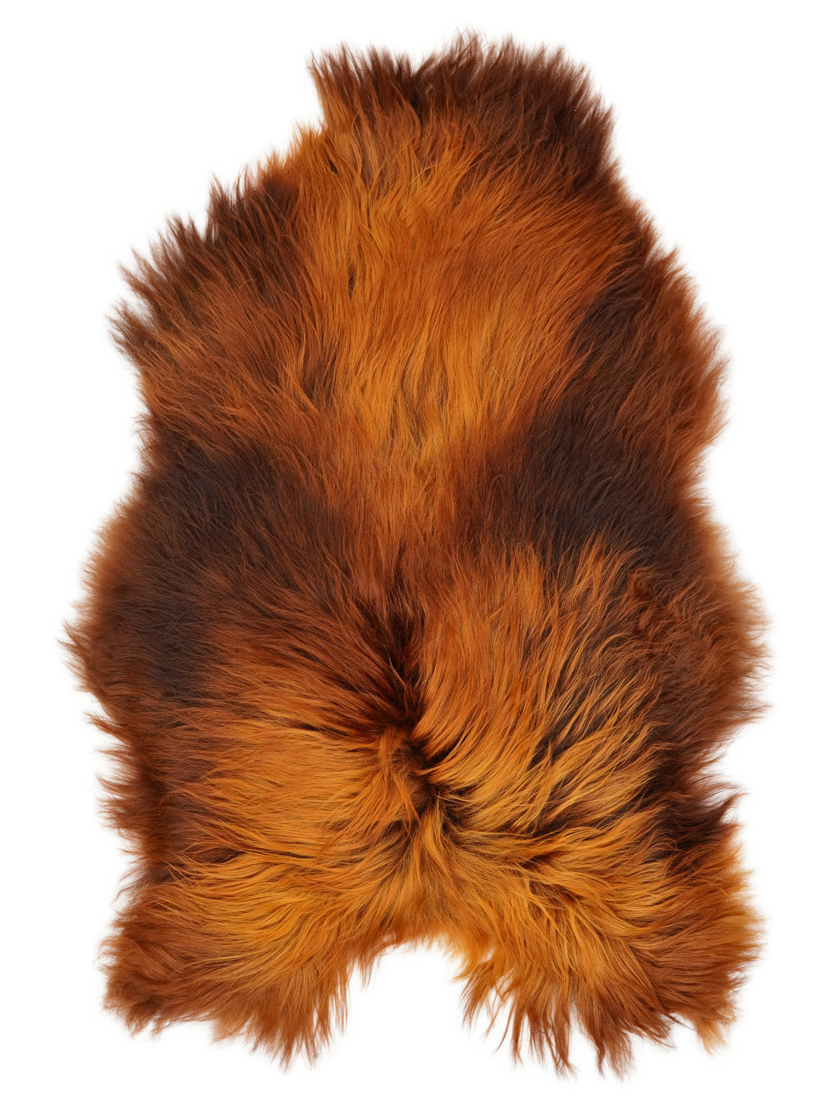 Icelandic Rusty sheepskin rug of about 130 × 80 cm, seen from above: the exact sheepskin you receive