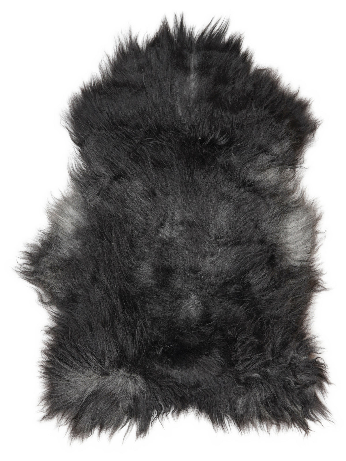 Grey Icelandic sheepskin rug of about 120 × 80 cm, seen from above: the exact sheepskin you receive