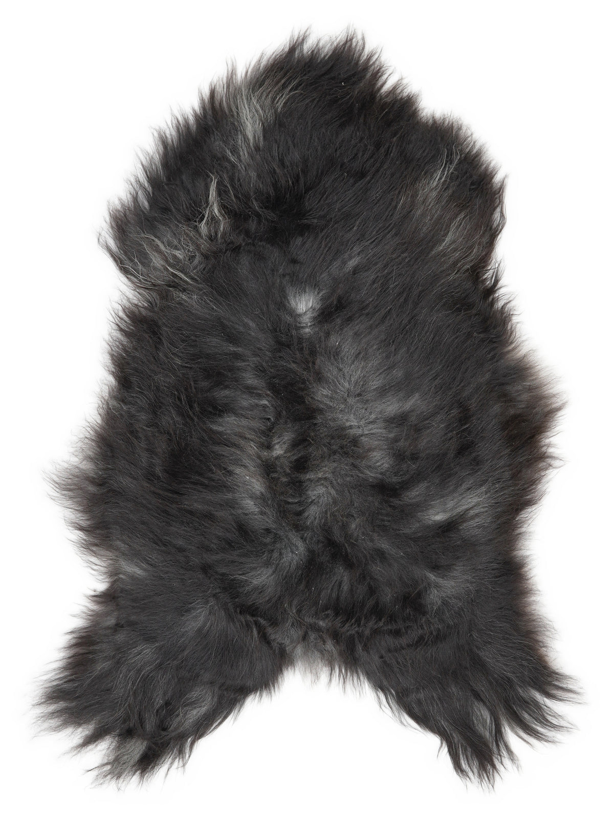 Grey Icelandic sheepskin rug of about 110 × 70 cm, seen from above: the exact sheepskin you receive