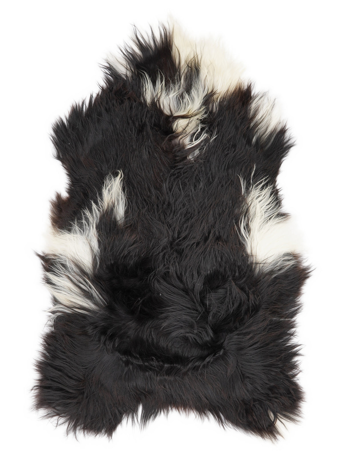 Icelandic multicolour sheepskin rug of about 125 × 70 cm, seen from above: the exact sheepskin you receive