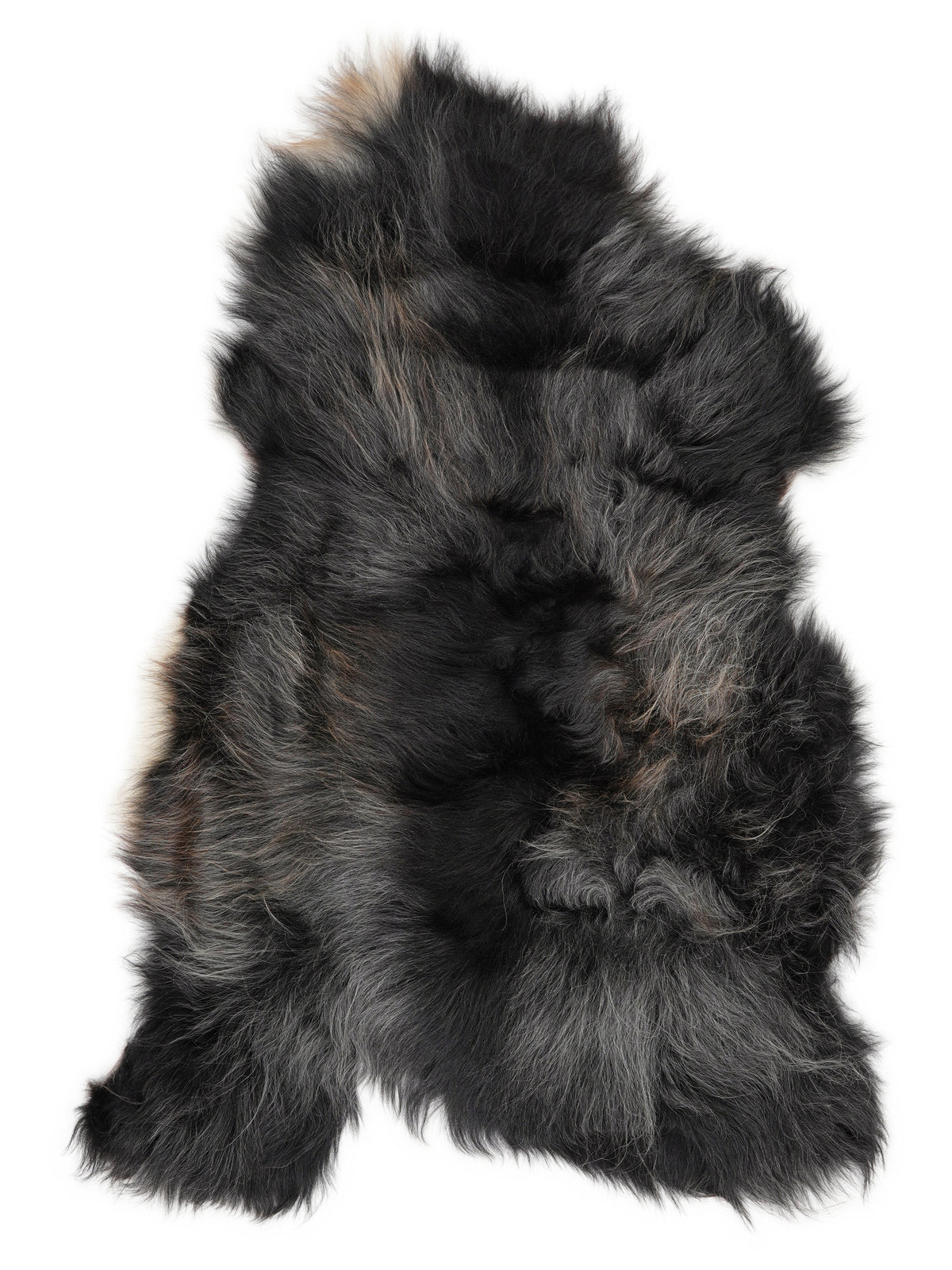 Icelandic multicolour sheepskin rug of about 120 × 75 cm, seen from above: the exact sheepskin you receive