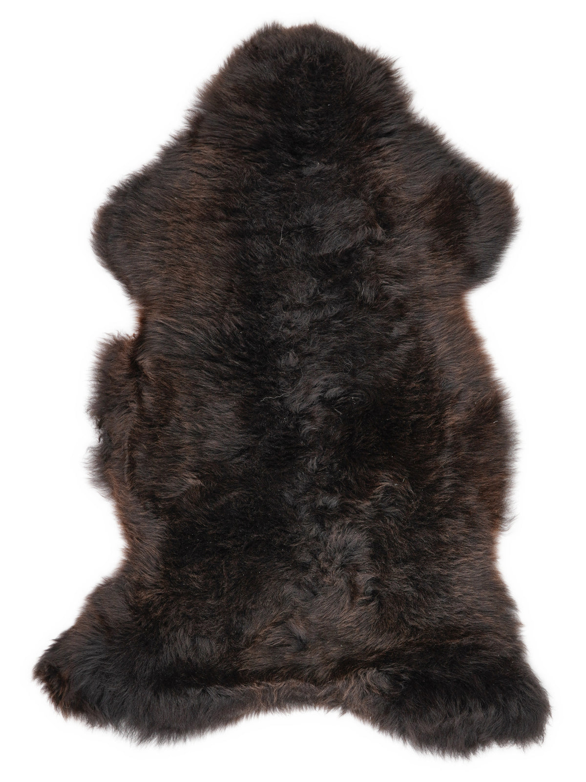 Brown sheepskin rug of about 120 × 65 cm, seen from above: the exact sheepskin you receive
