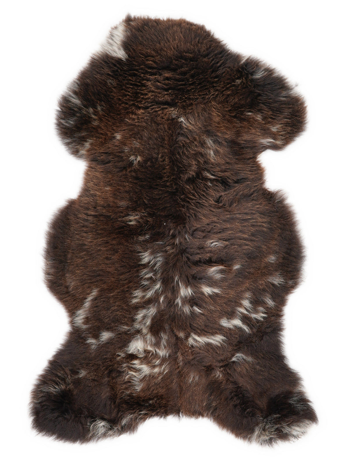 British multicolour sheepskin rug of about 100 × 60 cm, seen from above: the exact sheepskin you receive