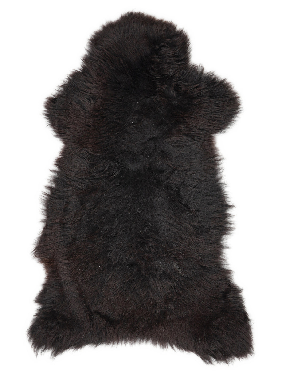 British multicolour sheepskin rug of about 125 × 65 cm, seen from above: the exact sheepskin you receive
