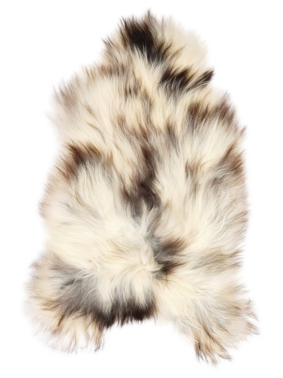 Icelandic multicolour sheepskin rug of about 140 × 80 cm, seen from above: the exact sheepskin you receive