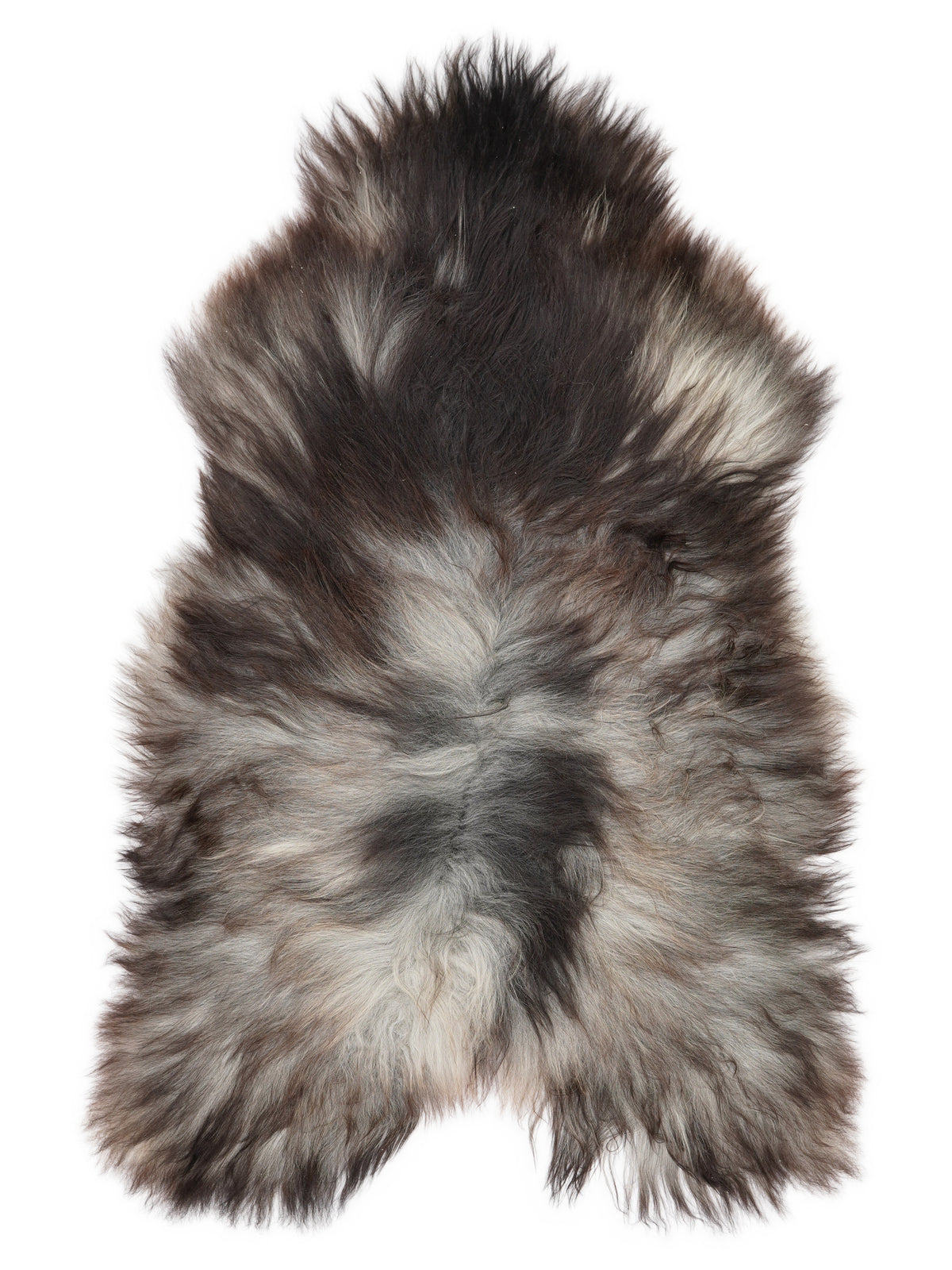 Grey Icelandic sheepskin rug of about 130 × 80 cm, seen from above: the exact sheepskin you receive
