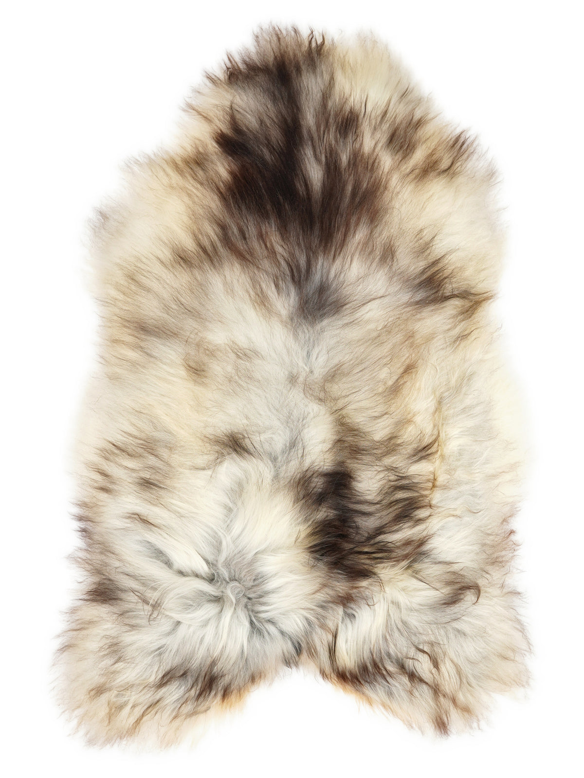 Grey Icelandic sheepskin rug of about 120 × 75 cm, seen from above: the exact sheepskin you receive