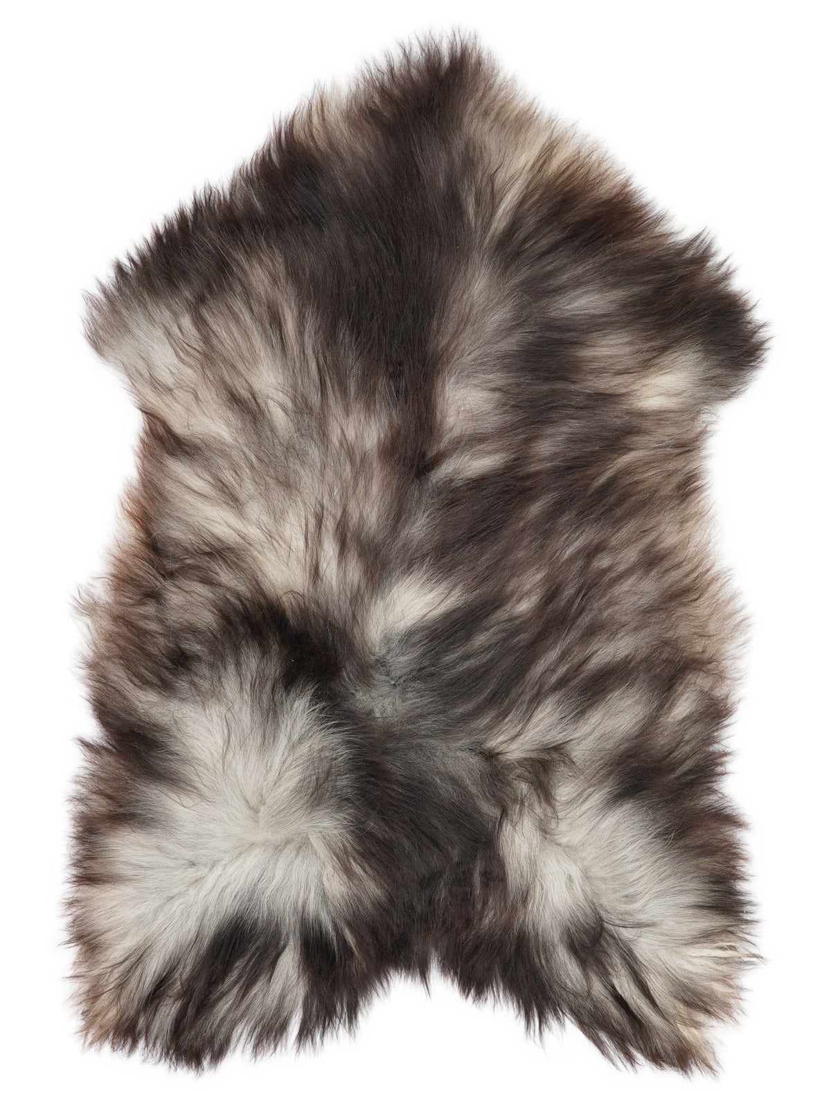 Grey Icelandic sheepskin rug of about 130 × 80 cm, seen from above: the exact sheepskin you receive