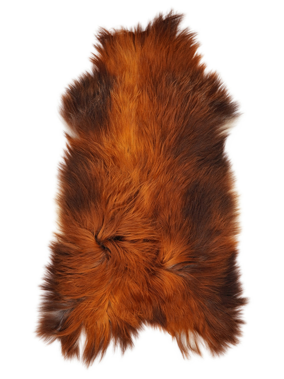 Icelandic Rusty sheepskin rug of about 125 × 70 cm, seen from above: the exact sheepskin you receive