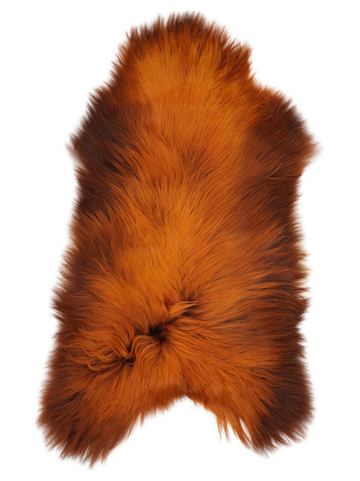 Icelandic Rusty sheepskin rug of about 125 × 75 cm, seen from above: the exact sheepskin you receive