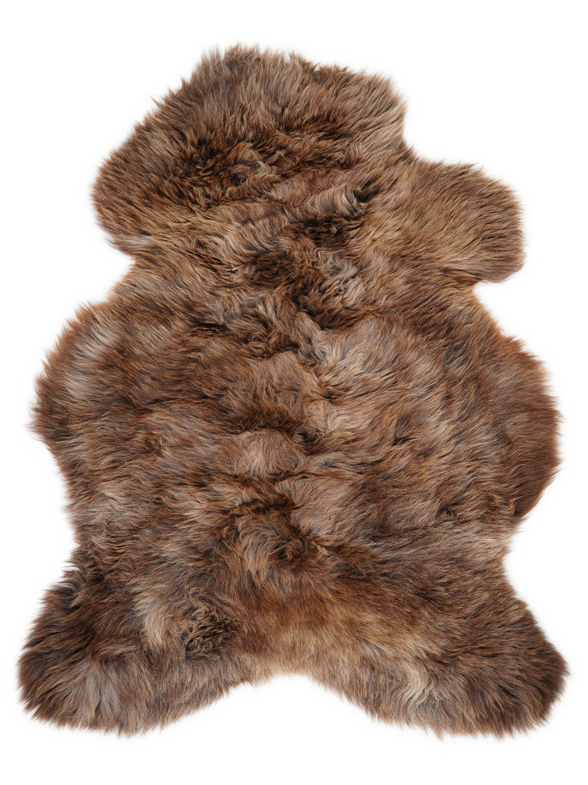 British multicolour sheepskin rug of about 110 × 80 cm, seen from above: the exact sheepskin you receive