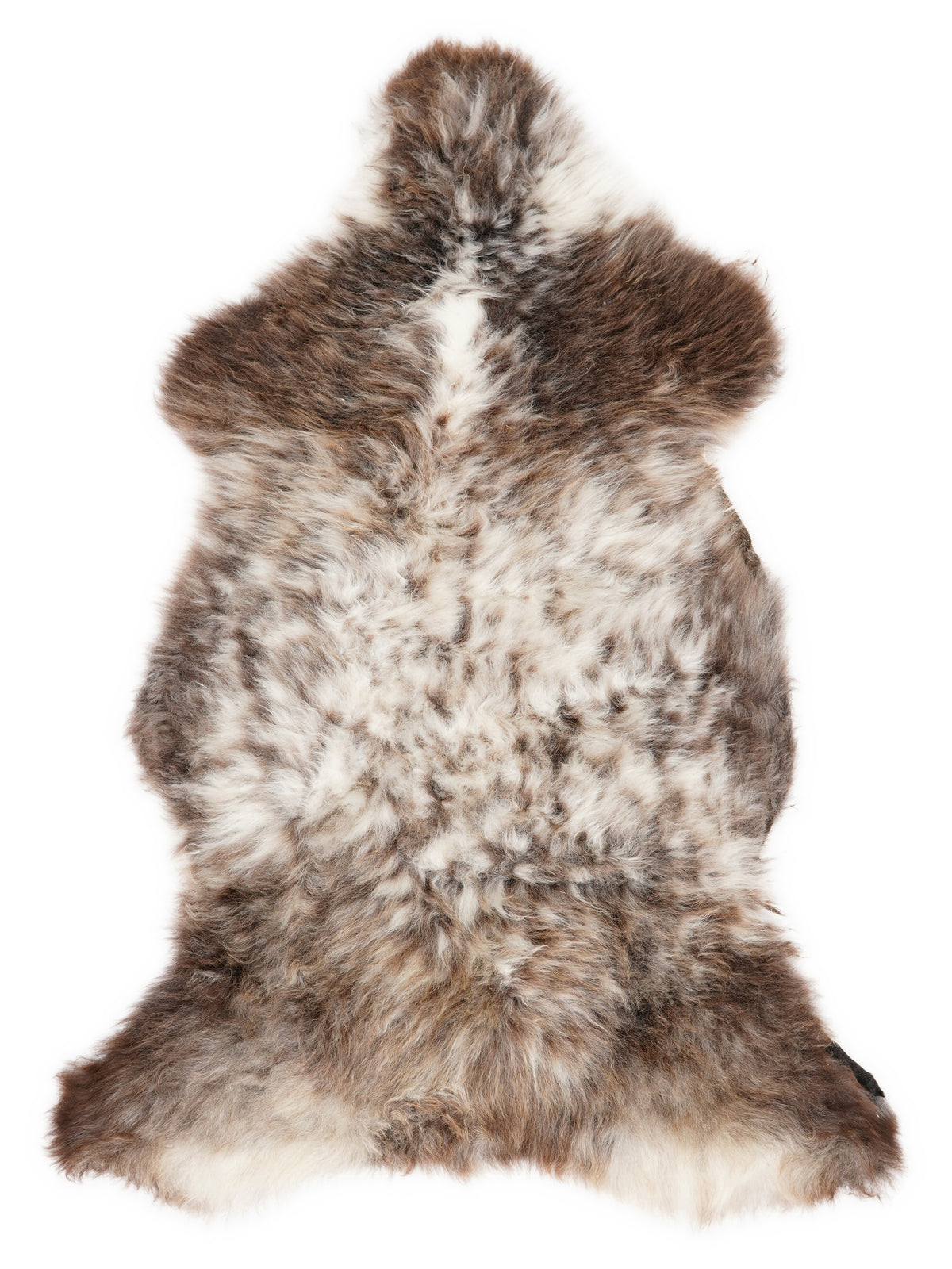 British multicolour sheepskin rug of about 115 × 60 cm, seen from above: the exact sheepskin you receive