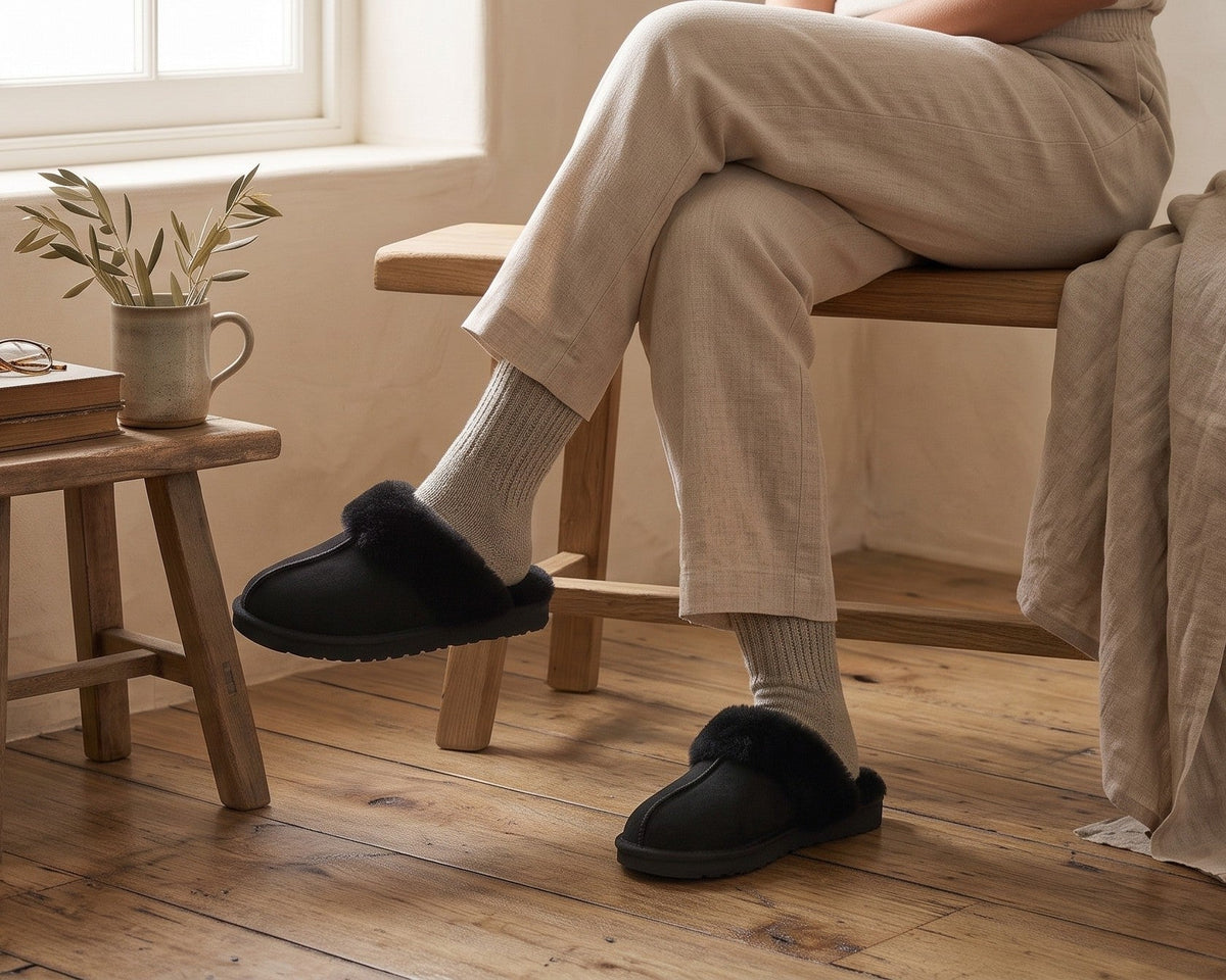 Sheepskin Slippers | Black