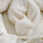Merino Wool Baby Romper “Sheep”; Ecru