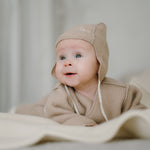 Merino Wool Baby Hat “Sheep” with Embroidery; Beige
