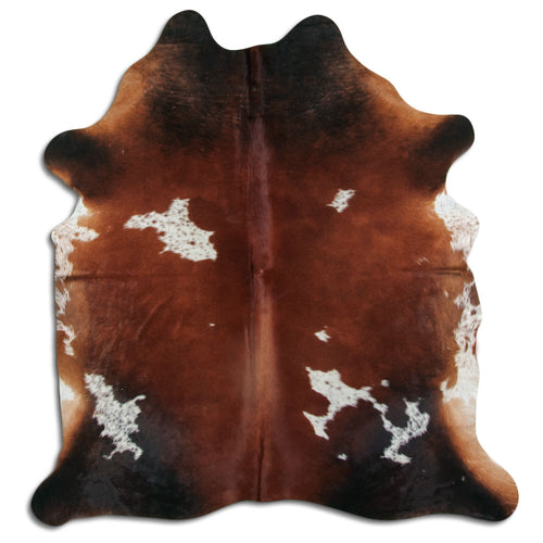 Brown & White Cowhide Rug XL
