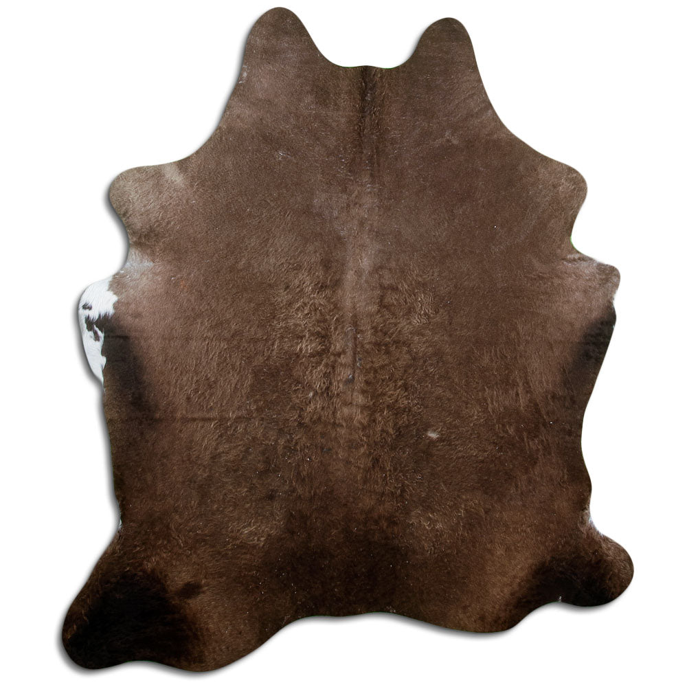 Champagne cowhide rug of about 200 × 170 cm, seen from above: the exact hide you receive