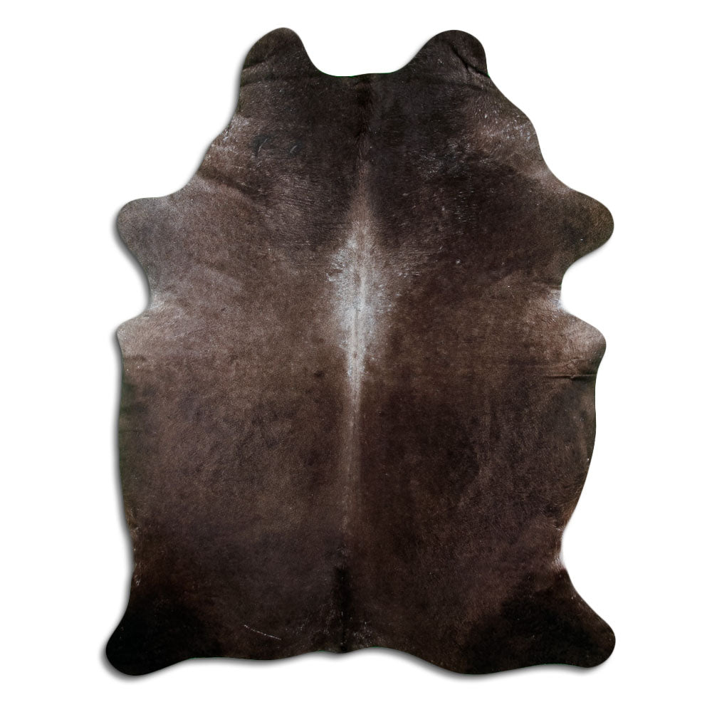 Champagne cowhide rug of about 230 × 170 cm, seen from above: the exact hide you receive