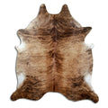 Brindle cowhide rug of about 230 × 200 cm, seen from above: the exact hide you receive