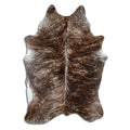 Brindle cowhide rug of about 210 × 140 cm, seen from above: the exact hide you receive
