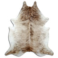 Brindle cowhide rug of about 250 × 220 cm, seen from above: the exact hide you receive