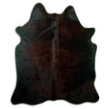 Brindle cowhide rug of about 190 × 160 cm, seen from above: the exact hide you receive