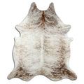 Grey cowhide rug of about 250 × 220 cm, seen from above: the exact hide you receive