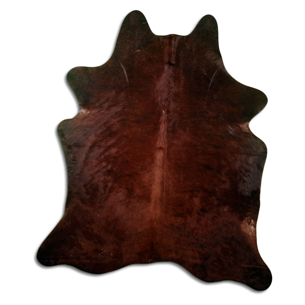 Brindle cowhide rug of about 190 × 160 cm, seen from above: the exact hide you receive