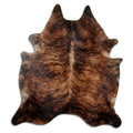 Brindle cowhide rug of about 210 × 190 cm, seen from above: the exact hide you receive