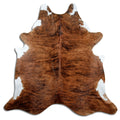 Brindle cowhide rug of about 210 × 210 cm, seen from above: the exact hide you receive