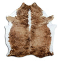 Brindle cowhide rug of about 190 × 160 cm, seen from above: the exact hide you receive
