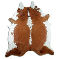 Brindle cowhide rug of about 230 × 200 cm, seen from above: the exact hide you receive