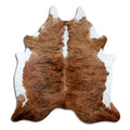 Brindle cowhide rug of about 210 × 190 cm, seen from above: the exact hide you receive