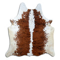 Brindle cowhide rug of about 190 × 180 cm, seen from above: the exact hide you receive