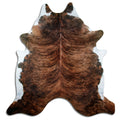 Brindle cowhide rug of about 230 × 220 cm, seen from above: the exact hide you receive