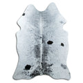 Salt and pepper cowhide rug of about 190 × 140 cm, seen from above: the exact hide you receive