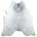 Salt and pepper cowhide rug of about 200 × 190 cm, seen from above: the exact hide you receive