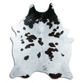 Salt and pepper cowhide rug of about 210 × 180 cm, seen from above: the exact hide you receive