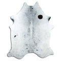 Salt and pepper cowhide rug of about 240 × 190 cm, seen from above: the exact hide you receive