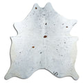 Salt and pepper cowhide rug of about 180 × 170 cm, seen from above: the exact hide you receive